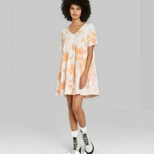 Wild Fable Orange TieDye Sweatshirt Babydoll Dress